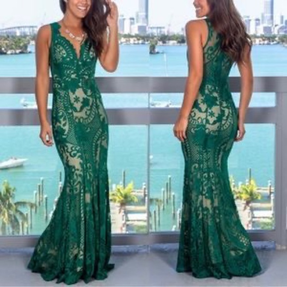 Luxxel Green Lace Dress sz2